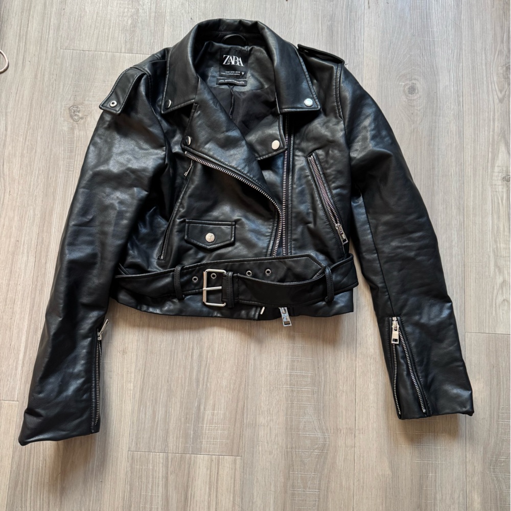 Zara Black Faux Leather Jacket